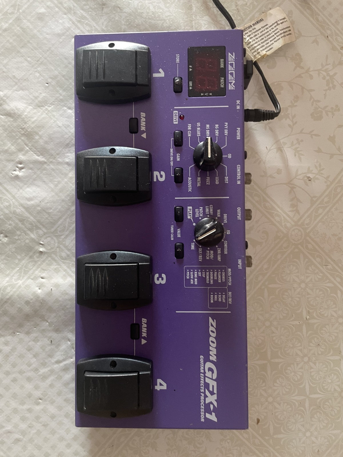 Zoom GFX-1 Guitar Multi-Effects Pedal Board - Working - With Power Supply