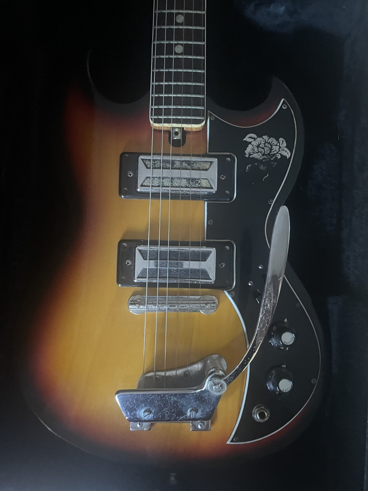 Vintage Kay K-2T SG Electric Guitar - 1970s Sunburst - With Gig Bag