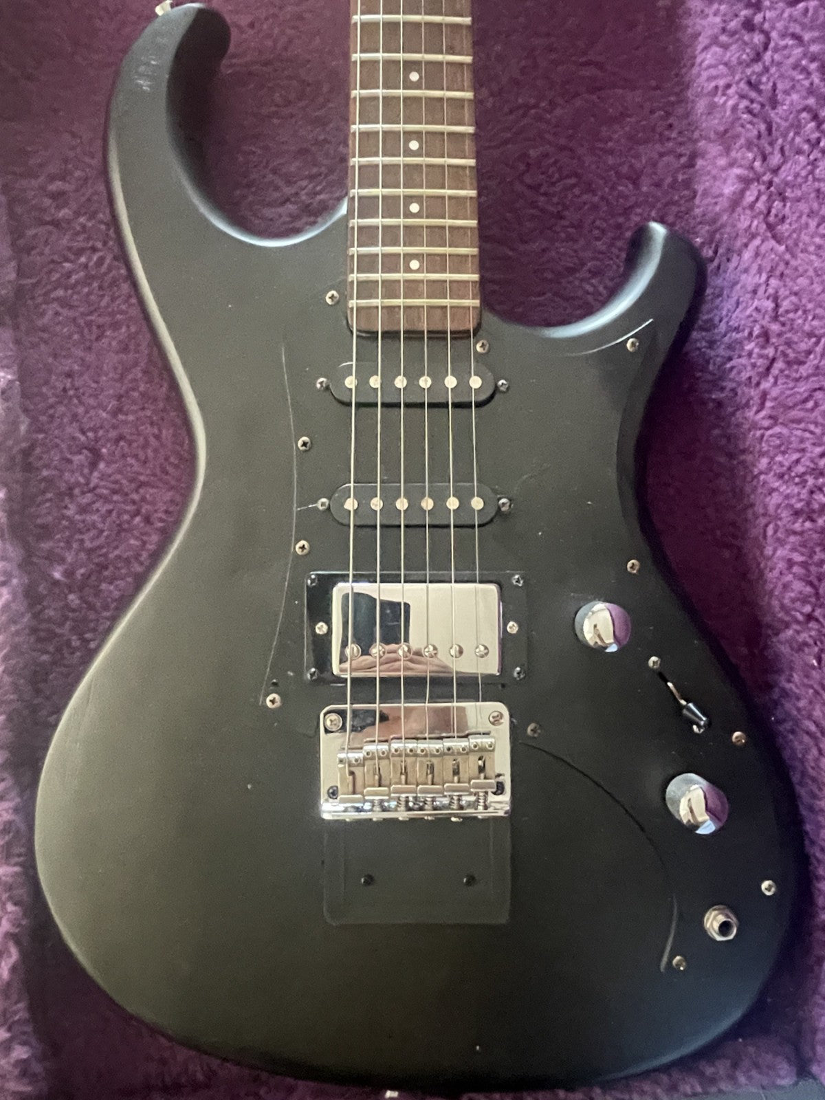 Vintage 1986 Aria Pro II 'The Cat' - MIJ - Electric Guitar HSS Hardtail Black