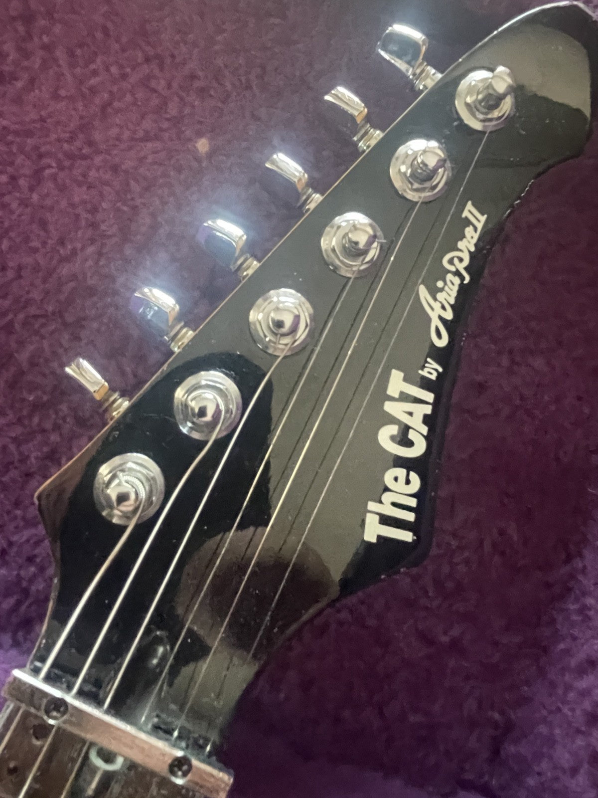 Vintage 1986 Aria Pro II 'The Cat' - MIJ - Electric Guitar HSS Hardtail Black
